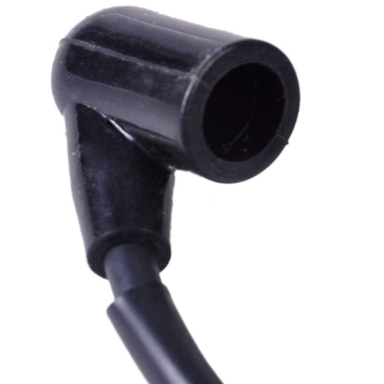 Ignition coil spark plug boot with black rubber connector and short lead wire