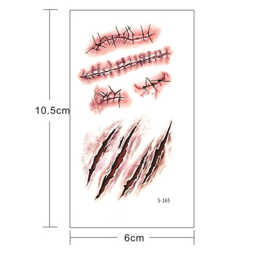 10pcs S-165 Halloween Terror Wound Realistic Scratches Injury Scar Temporary Tattoo Sticker, S-165/10pcs