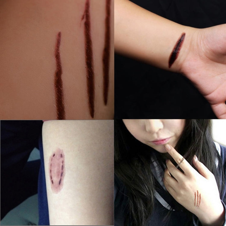 Temporary wound scar and scratch tattoo stickers on arm and hand