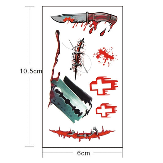 10pcs S-299 Halloween Terror Wound Realistic Blood Injury Scar Temporary Tattoo Sticker, S-299/10pcs