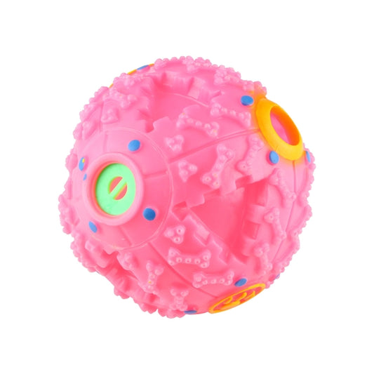 Pet Food Dispenser Squeaky Giggle Quack Sound Training Toy Chew Ball, Size: L, Ball Diameter: 11.5cm, Size: L, Pink