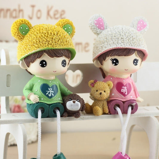 1 Pair Creative Resin Crafts Hanging Feet Adorkable Couple Dolls Ornaments Home Wedding Decoration Gift, Adorkable Couple Dolls