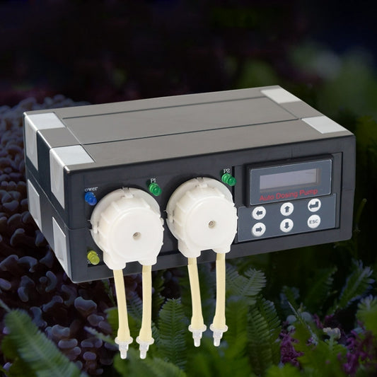 Jebao DP-2 4W Auto Dosing Pump Peristalsis Pump 2-Channel Dosing Aquarium Tank Coral Reef Automatic Feeder Liquid Dispenser, US Plug, DP-2 4W