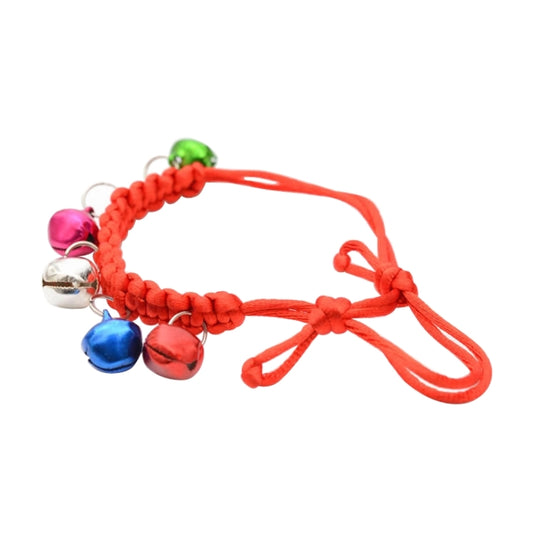 10 PCS Hand-Woven Adjustable Pet Bell Collars, Adjustable Perimeter: 18-32cm, Random Color Delivery, djustable Pet Bell Collars