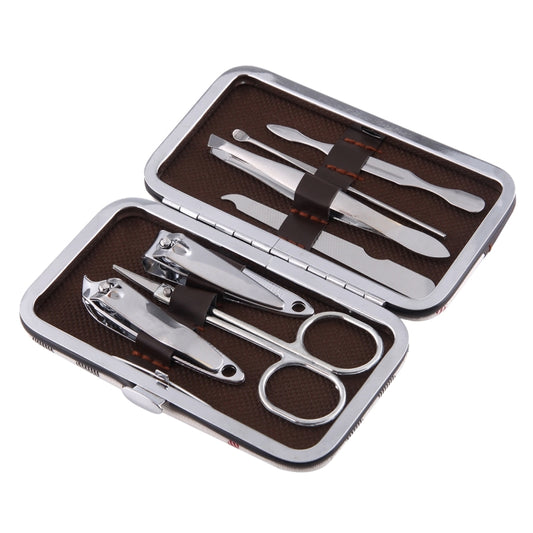 7 in 1 Nail Care Clipper Pedicure Manicure Kits (Flat Nail Clippers, Oblique Nail Nipper, Double Pick, Eyebrow Scissor, Eyebrow Tweezers, Ear Pick, Double Side Nail File) with Leather Bag, 7 in 1