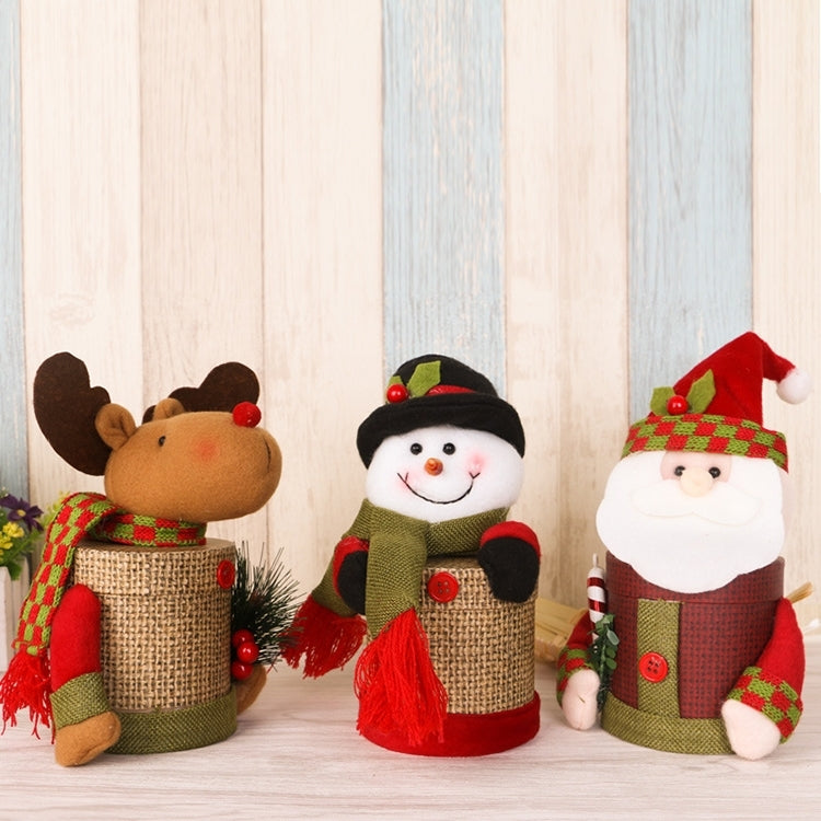 Christmas Decoration Linen Gift Box Cute Snowman Candy Jar, Size: 25*10cm, Snowman Shape