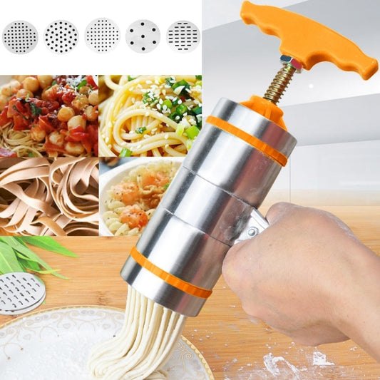 5 Molds Household Manually Small Stainless Steel Pressing Style Handhold Noodle Machine, 5 Molds