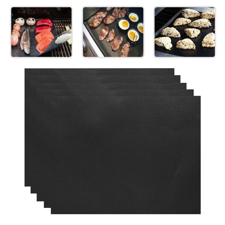 Black non-stick barbecue grill mats, overlapping square sheets