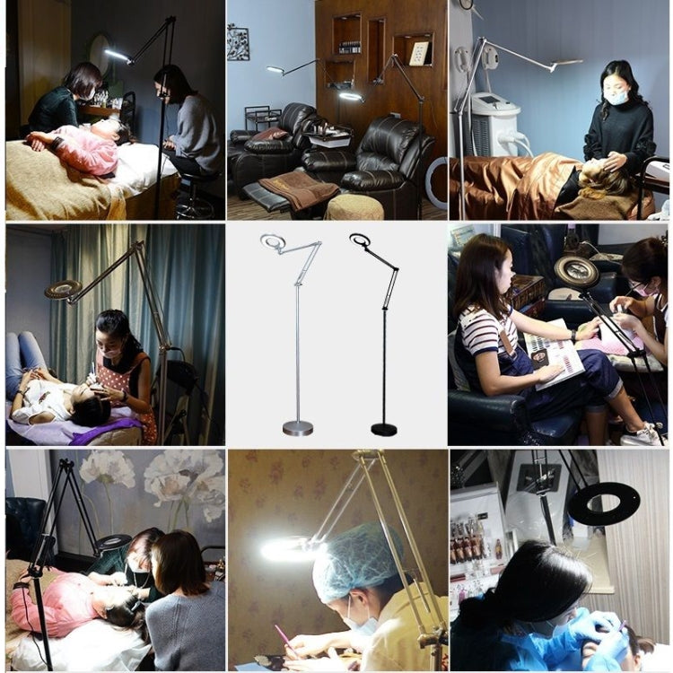 5X swing-arm magnifier lamp with ring light and round lens for beauty tasks