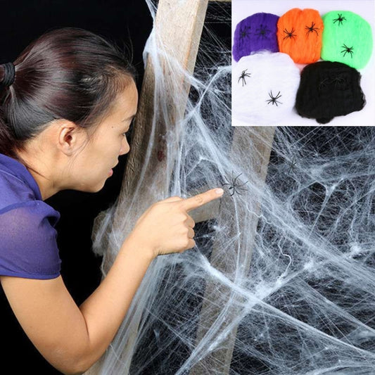 Halloween Props Cotton Yarn Spider Webs, Random Color Delivery, Spider