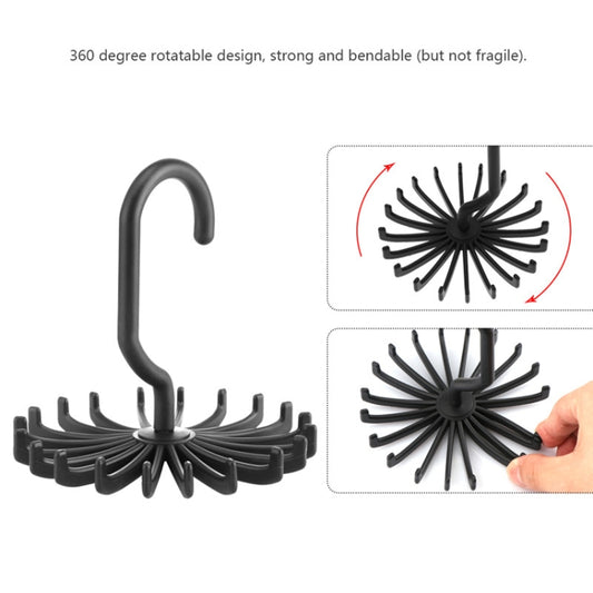 20 Claws 360 Degree Rotatable Tie Rack Belt Scarf Hanger Holder, Size: S, 20 Claws Black, 20 Claws White