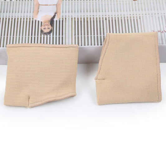 Beige thickened toe protector pair for forefoot, folded for storage