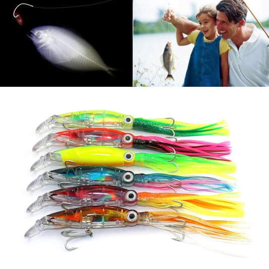HENGJIA Octopus Shape Artificial Fishing Lures Bionic Fishing Bait with Hooks, Length: 14 cm, Random Color Delivery