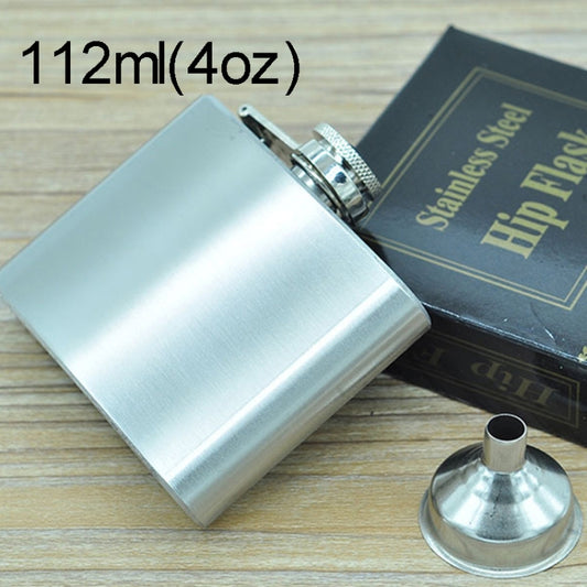 112mL (4oz) Outdoor Sports Handy Home Travel Wild Stainless Steel Portable Hip Flask(with Small Funnel)(Silver 112mL (4oz)), 112mL (4oz)