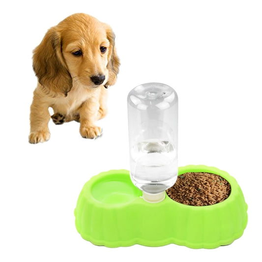 Pumpkin Shape Dog Cat Food Dish + Drinking Water Double Bowls with Automatic Water Dispenser, Size: S, Size: S Green, Size: S Magenta