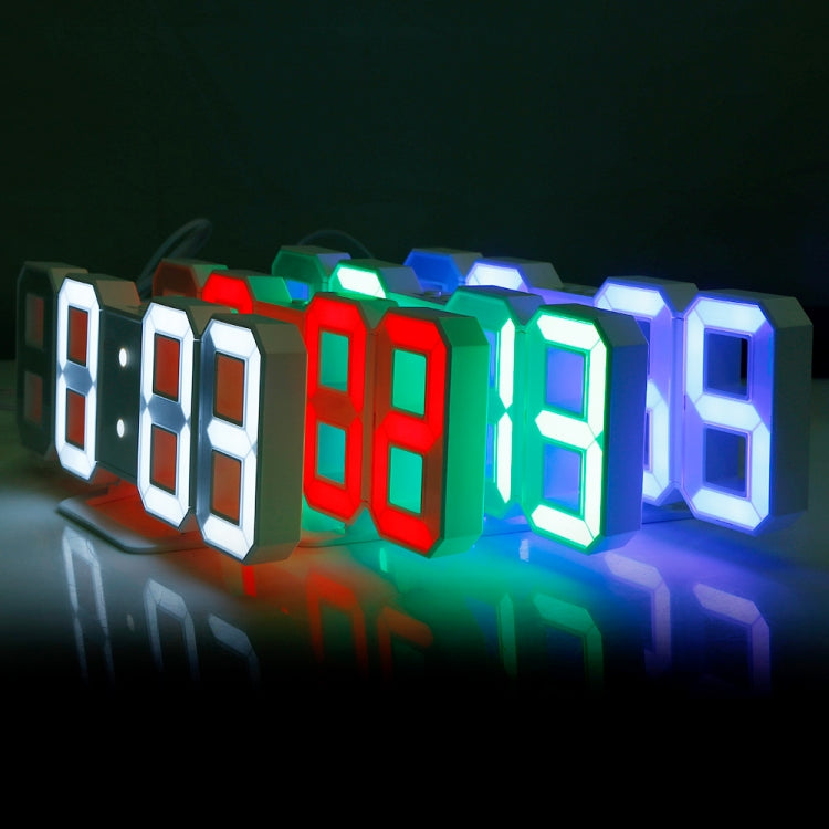 LED digital wall alarm clock with multi-color 3D time digits