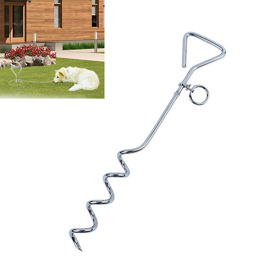 Stainless Steel Dog Spiral Tie Out 360 Degree Rotation Anti Wrap Fixed Pile Outdoor Camping Stake, Size:42cm*8mm, Size:42cm*8mm