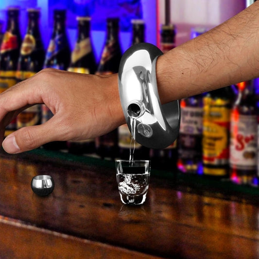 Fashion Creative 100ML Thickened Stainless Steel Bracelet Jug 3.5 Oz, Silver