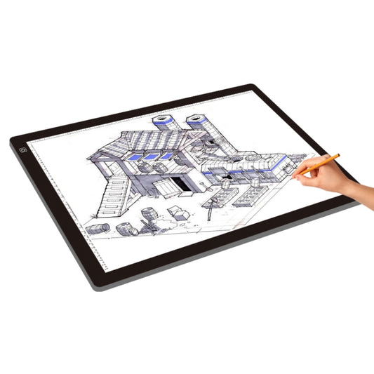 A2 Size 23W 12V LED Three Level of Brightness Dimmable Acrylic Copy Boards for Anime Sketch Drawing Sketchpad, with Power Adapter, A2 with Power Adapter