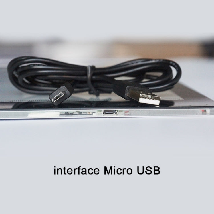 A4 LED light pad USB cable connection with Micro USB port