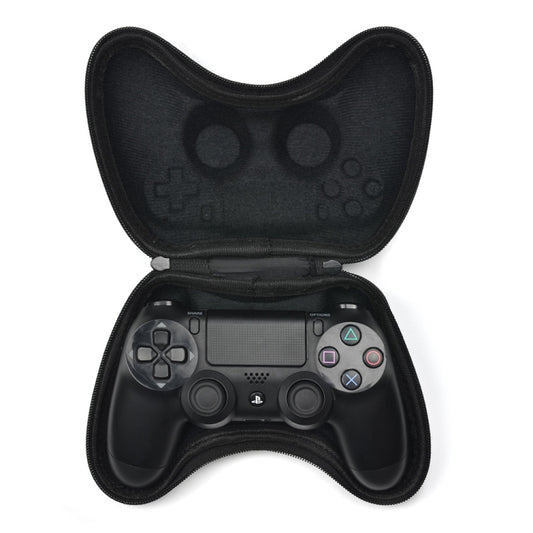 Black EVA gamepad storage bag, open case with molded controller shell and zipper