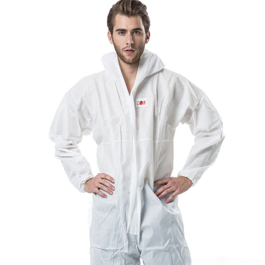 3M 4515 One-piece White Anti-static Anti-chemical Dustproof Sandblasting Suit with Cap, Size: L, 3M L