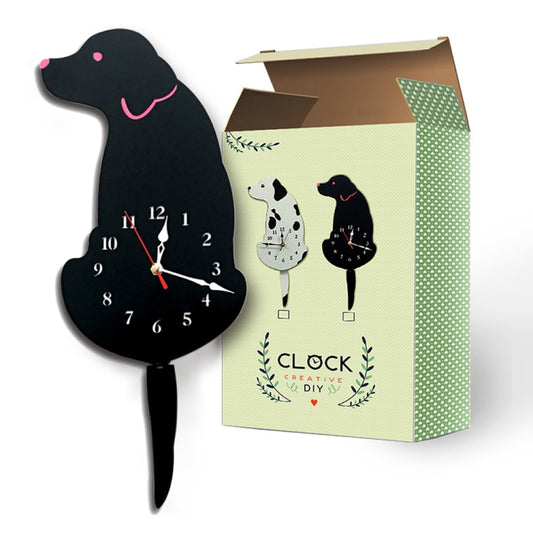 Home Office Bedroom Decoration Battery Operated Dog Shaped Wall Clock with Swinging Tails, Size : 42 x 18cm, Dog (Black), Dog (White)
