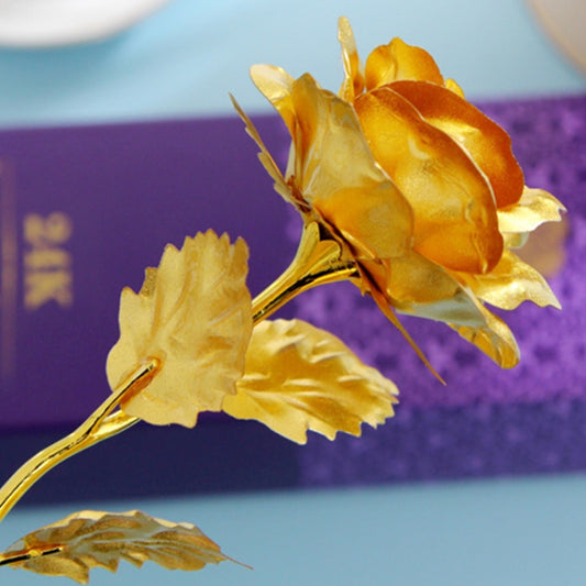 24K Golden Foil Plated Decoration Rose Artificial Flower, Random Color Delivery, 24K Golden Foil Plated
