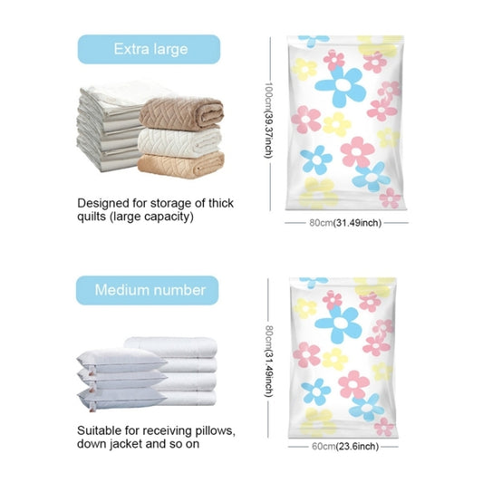 11 PCS Space Saving Sunflowers Pattern Vacuum Storage Bag, Thinken Quilts Clothing Vacuum Seal Storage Bag with a Hand Pump, Including: 3 PCS 80*100 cm,2 PCS 60*80 cm, 3 PCS 50*70 cm, 2 PCS 40*60 cm, 11 PCS Storage Bag