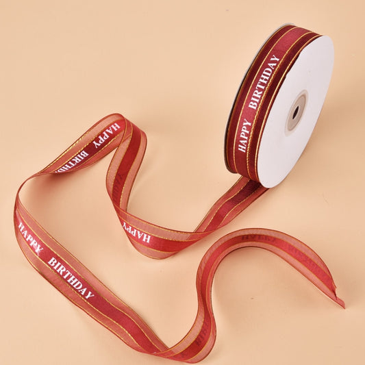 English Letter Colored Printed Ribbons Phnom Penh Gift Bouquet Ribbons Bowknot Flowers Packaging Ribands , Size: 45m x 2.5cm, Phnom Penh