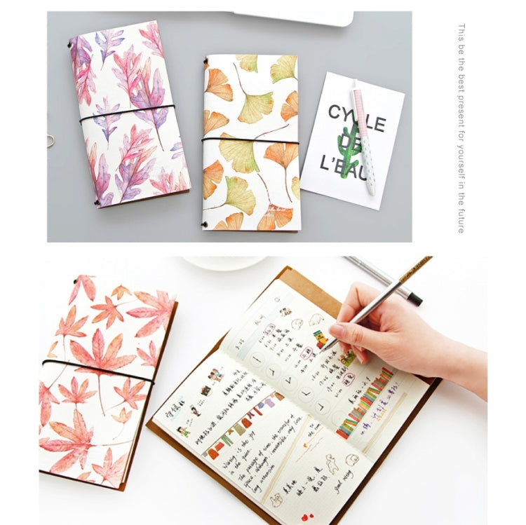 Small account notebooks with floral and leaf patterns, one open being written on