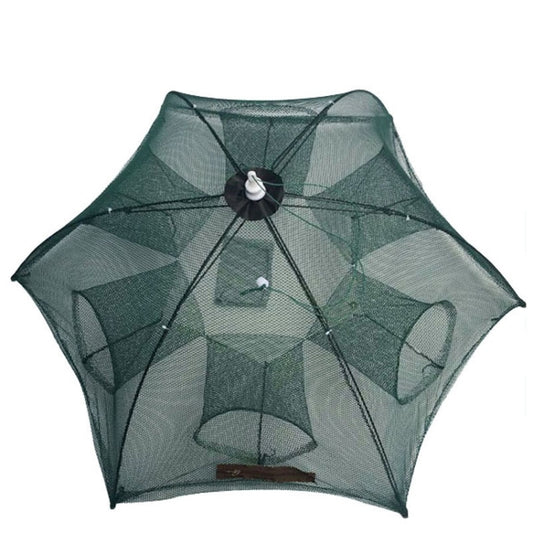 6 Holes Automatic Foldable Fishing Net Nylon Shrimp Crab Minnow Trap Fish Cast Net Fishing Tackle, 6 Holes