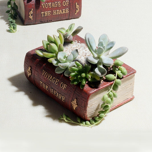 Retro Literature Book Pots Multi-meat Plant Bonsai Micro-landscape Vintage Book Flower Pot Planter for Flower Cacti Herbs Plant Bed Box Case FlowerPot, Size: 14*10.5*5cm, Size: 14*10.5*5cm