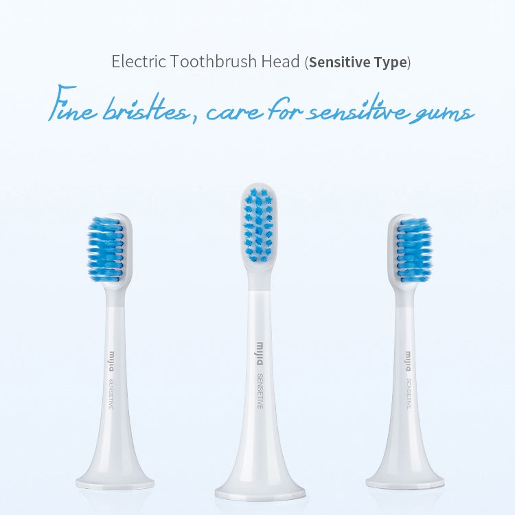 Electric toothbrush head replacement set of 3 with blue bristles on white handles