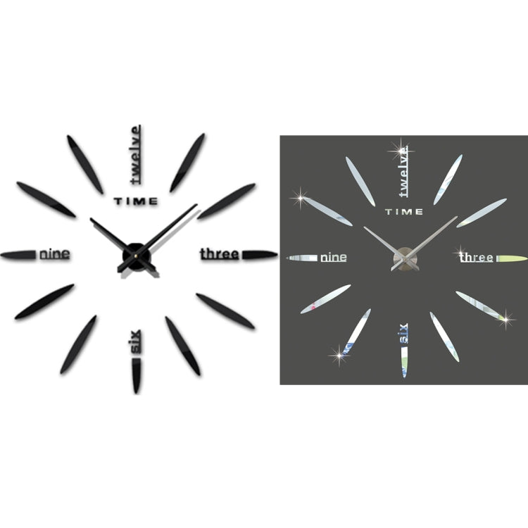 Two-tone large 3D wall clock stickers shown side by side, dark and light variants