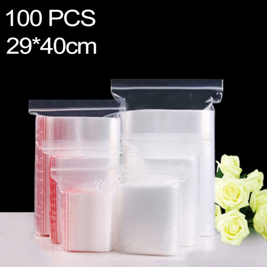100pcs/Pack PE Self Sealing Clear Zip Lock Packaging Bag, 29cm x 40cm, Custom Printing and Size are welcome, 29*40cm
