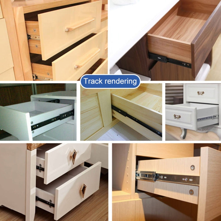Stainless steel drawer slides installed in a wooden cabinet with smooth extension