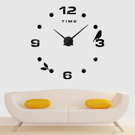 Bedroom Home Office Decoration Frameless Large Size DIY 3D Mirror Surface Wall Stickers Quiet Clock, Size: 100*100cm, 3M006 (Black), 3M006 (Silver)