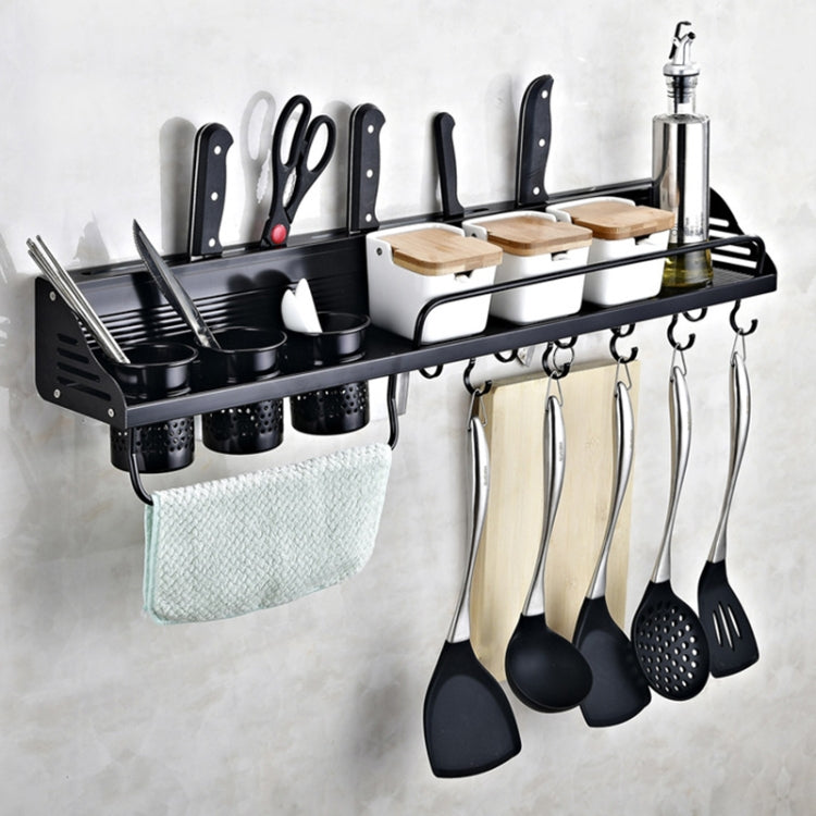 A Version 80cm 3 Cups 10 Hooks Kitchen Multi-function Wall-mounted Condiment Storage Rack, A Version 80cm 3 Cups