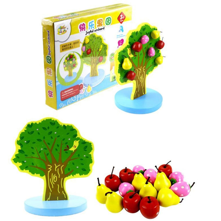 Children Wooden Magnetic Picking Apples Fruits Stickers Happy Fruits Garden Educational Toys, Size: 23.5*20cm
