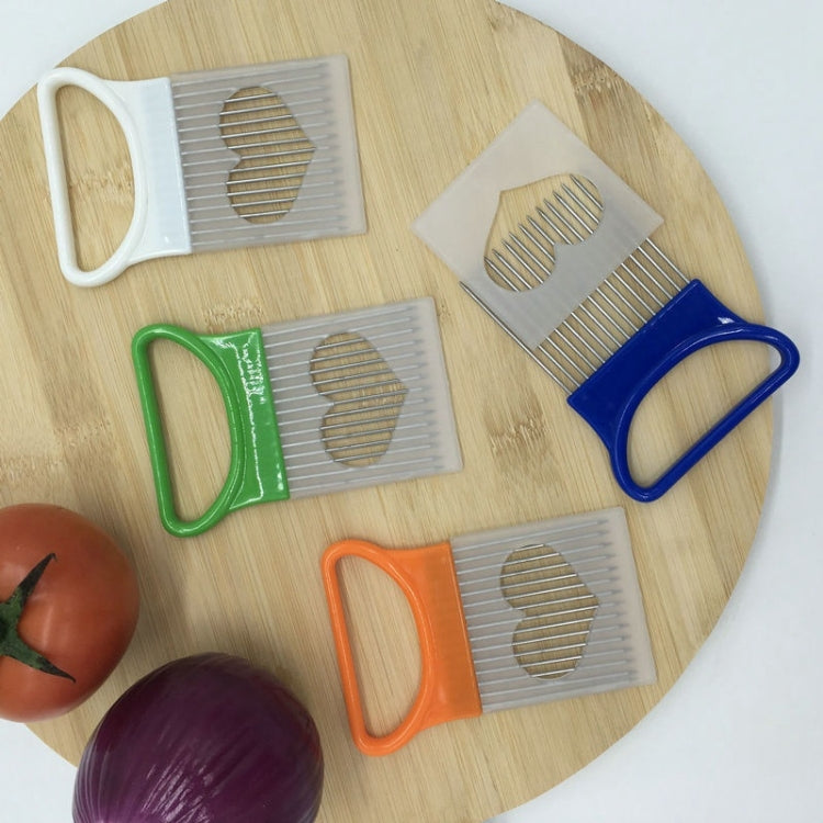 Stainless Steel Vegetable Onion Cutter Holder Meat Needle Kitchen Tools, Orange, Green, Blue, White