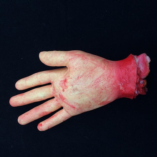 23cm Halloween Horror Props April Fool Day Party Prop Body Parts Decoration 5 Fingers Bloody Hand, Short Blood Hand
