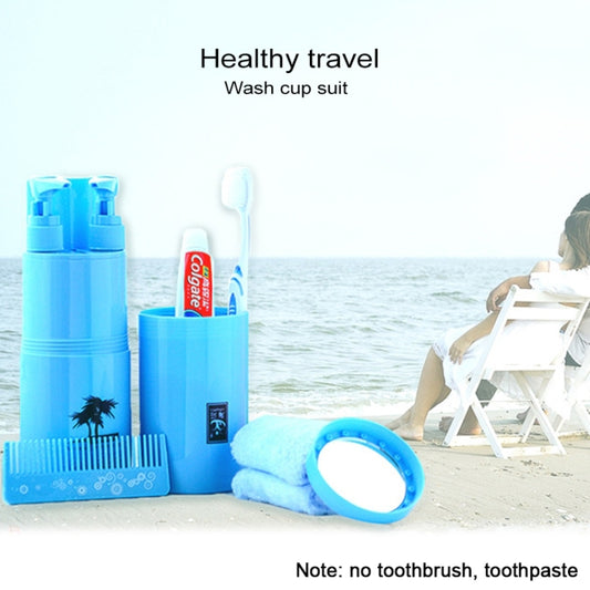 Creative 5 in 1 Portable Gargle Cup Shampoo Sub-Bottle Comb Make-up Mirror Travel Wash Kits, Standard Sets, 5 in 1