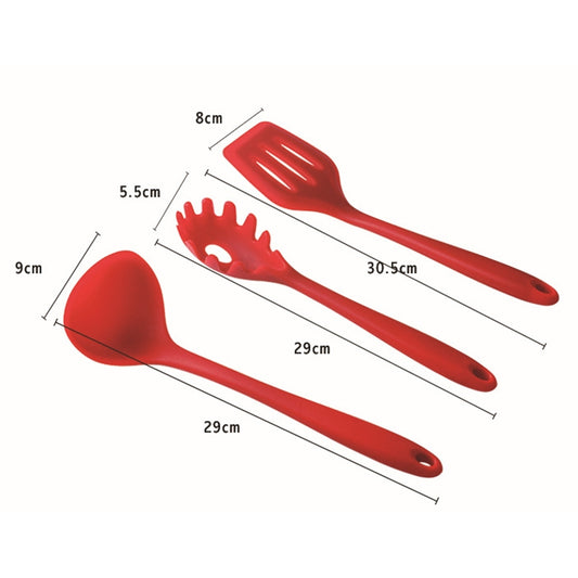 kn7050 10 in 1 Silicone Kitchen Tool Set, Blue, Red, Black, Green