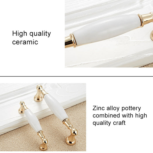 5027-128 Gold Imitated Zinc Alloy Ceramic Handle for Cabinet Wardrobe Drawer Door, Hole Spacing: 128mm, 5027-128