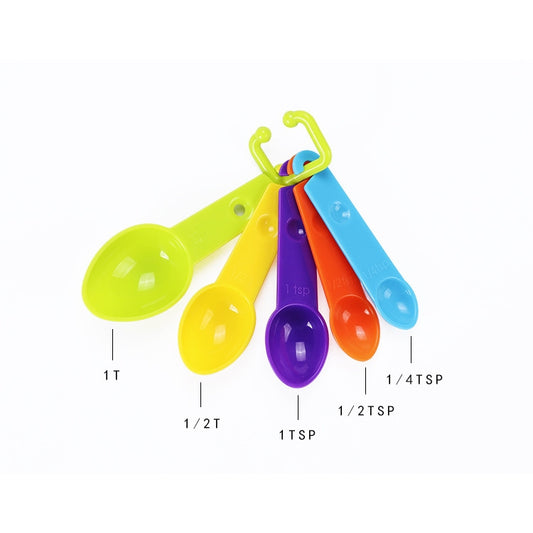 kn7600 9 in 1 Colorful Pointed Plastic Measuring Spoon Measuring Cup Baking Tool Set, 9 Pieces Set