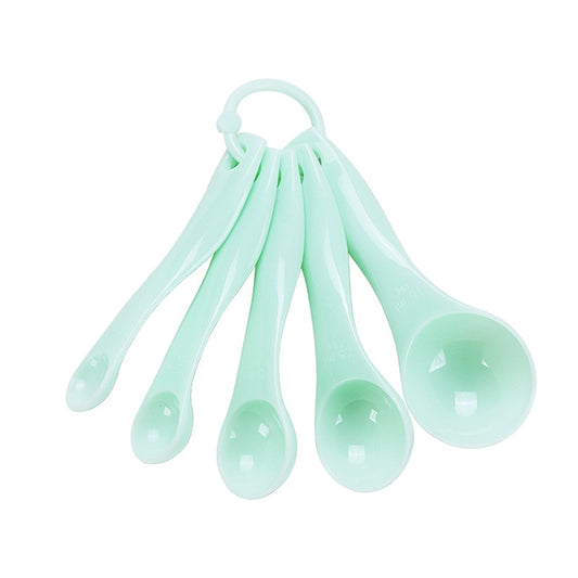 kn082 5 in 1 Plastic Measuring Spoon Kitchen Tool Set (Random Color Delivery), Black, Pink, Green