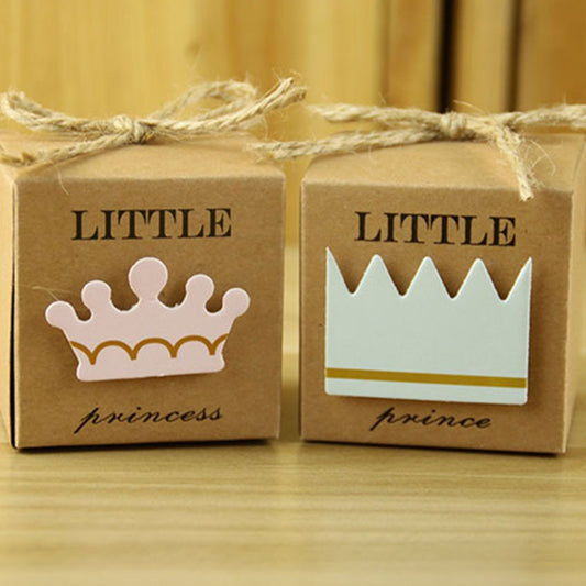 100 PCS European Style Wedding Sugar Box, Size: 5.3x5.3x5.3cm, Princess Crown shaped, Prince Crown shaped