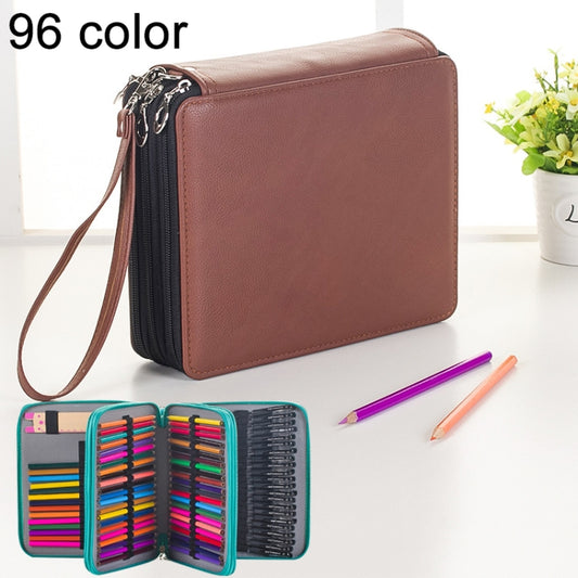 96 Slots Colored Pencil Case PU Leather Drawing Sketch Watercolor Pencils Holder Organizer with Hand Strap, 96 Slots Mint Green, 96 Slots Brown, 96 Slots Black, 96 Slots Gray, 96 Slots Magenta