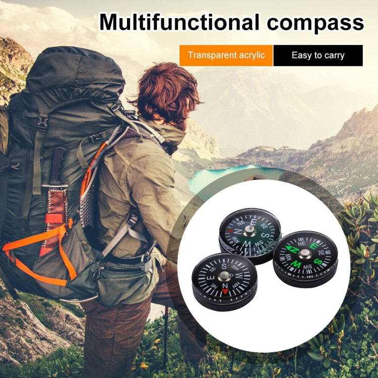 Multifunction plastic compass set of three round black compasses with N/E/S/W markings